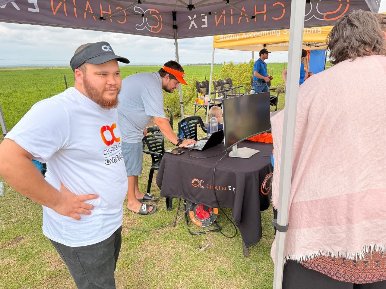 The ChainEX team hard at work at the stall
